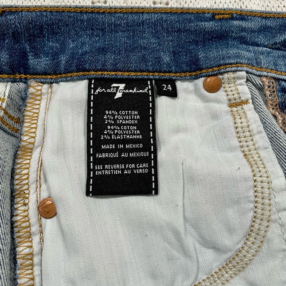 7 For All Mankind Frayed Hem Flare Jeans 24 Blue - Picture 9 of 9
